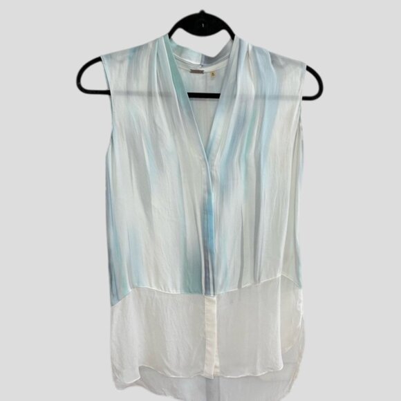Elie Tahari Silk Sleeveless Sheer Button Front Tunic - Picture 3 of 9